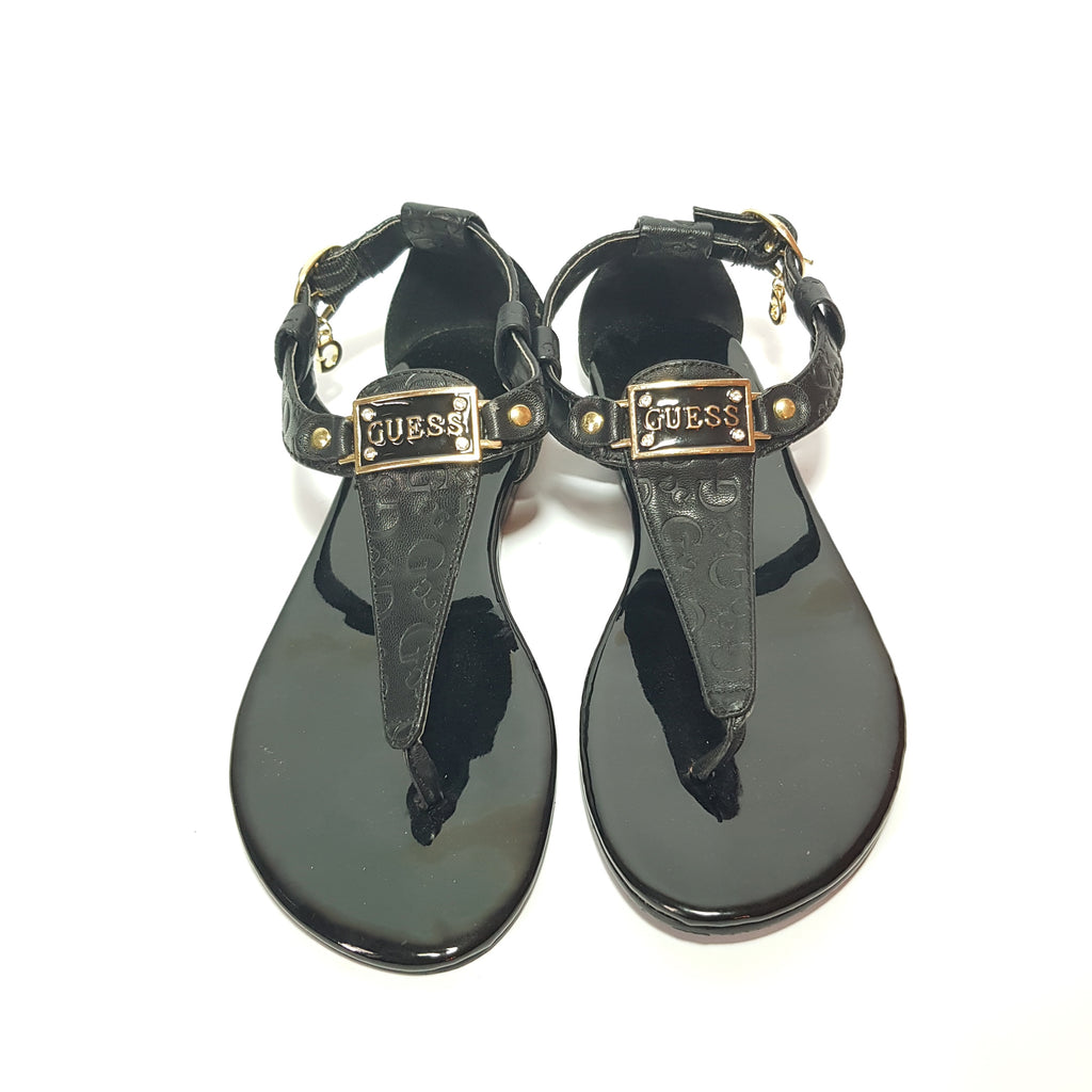 GUESS Black Thong Rhinestone Sandals | Pre Loved |