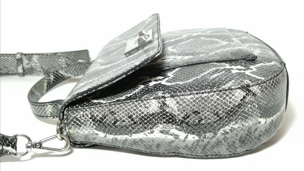 Guess Grey Snakeskin Saddle Bag