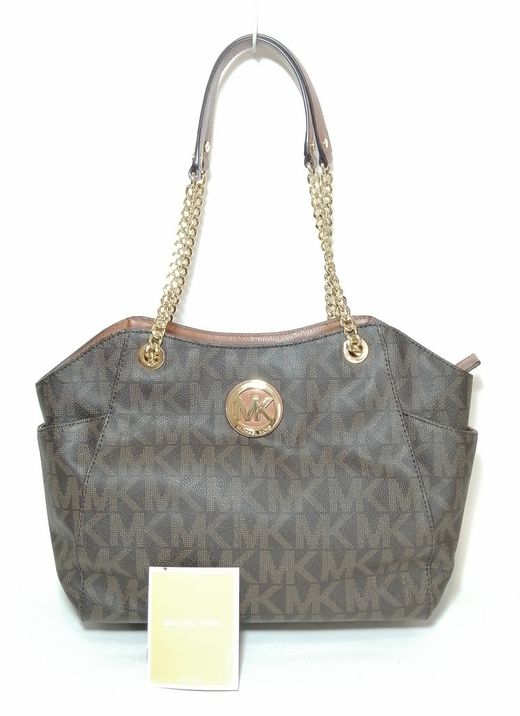 Michael Kors Brown Monogram Chain Shoulder Bag