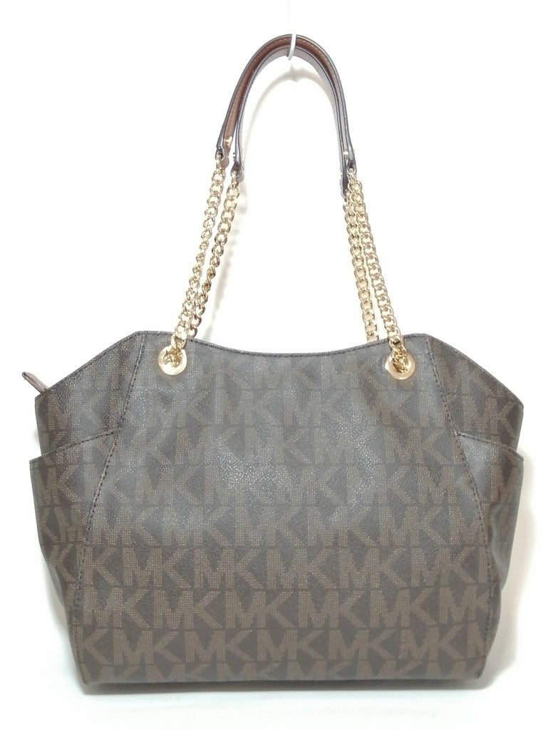 Michael Kors Brown Monogram Chain Shoulder Bag