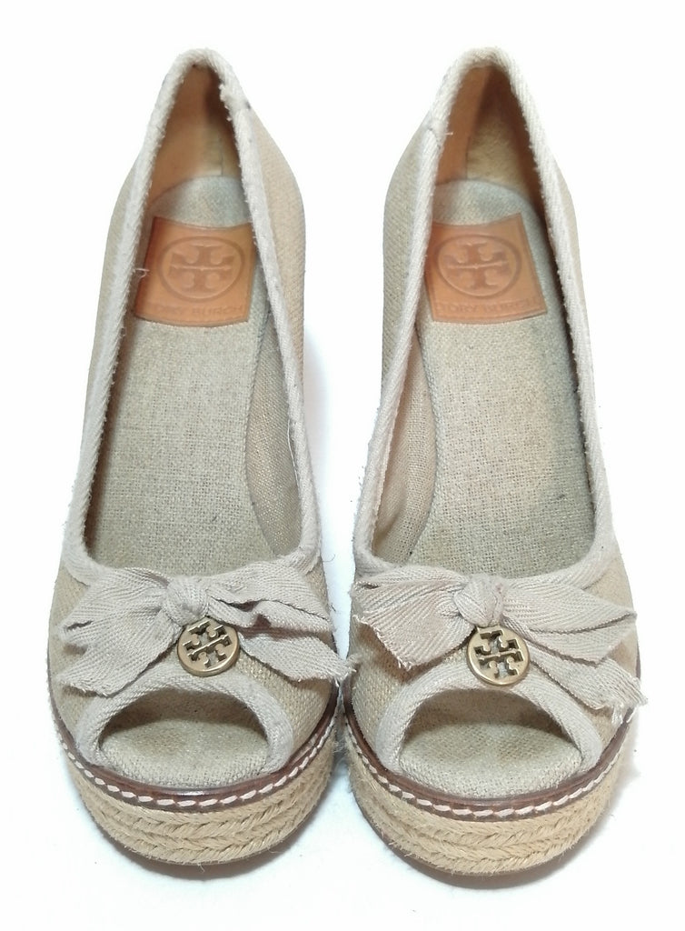 Tory Burch Beige Jackie Espadrille Wedges