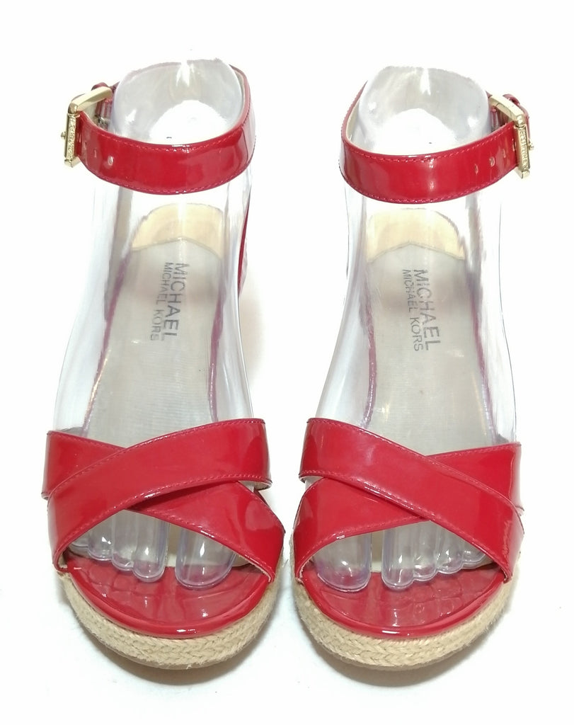 Michael Kors Red Patent Leather Jute Wedges