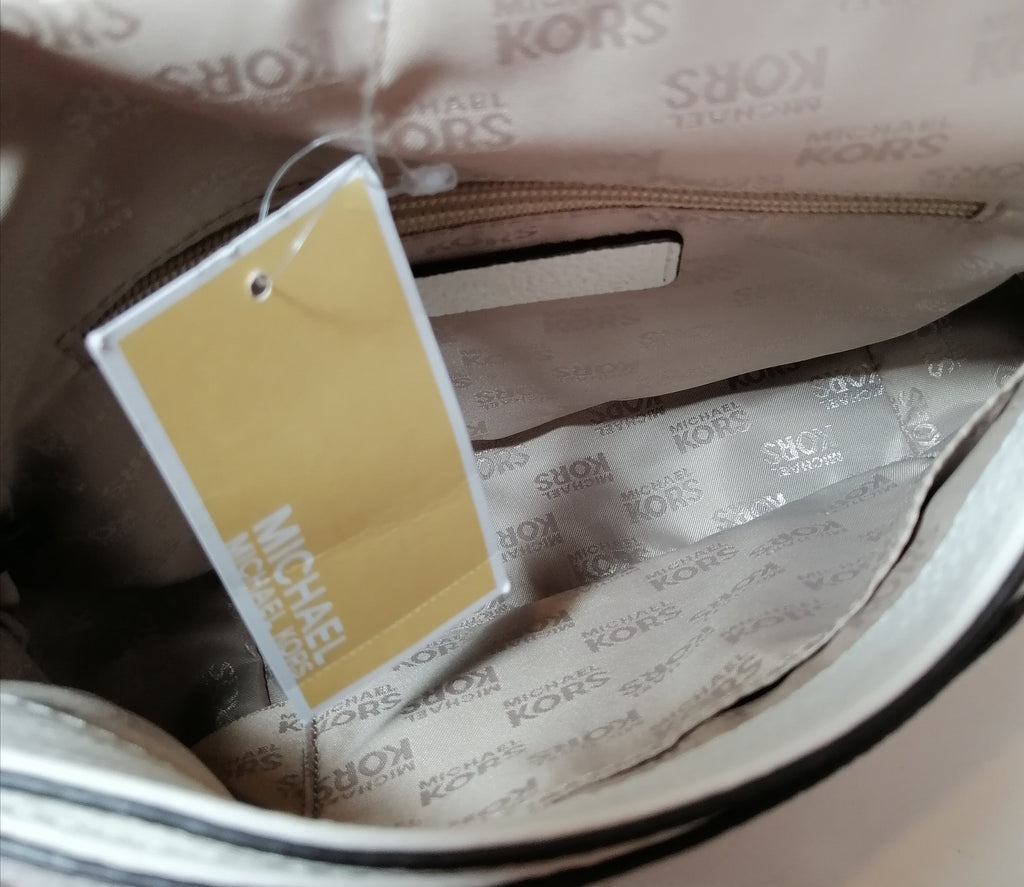 Michael kors white purse with gold studs best sale