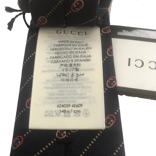 Gucci Navy Logo Men's Tie | Brand New |