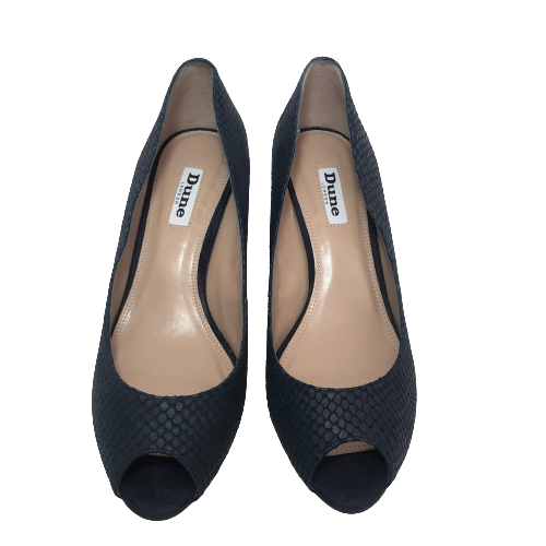 DUNE Navy Textured Peep-toe Heels | Like New |