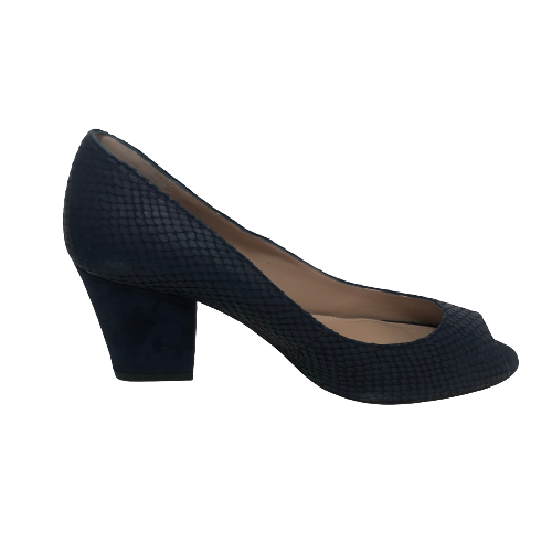 DUNE Navy Textured Peep-toe Heels | Like New |