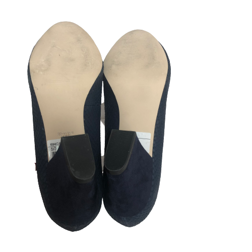 DUNE Navy Textured Peep-toe Heels | Like New |