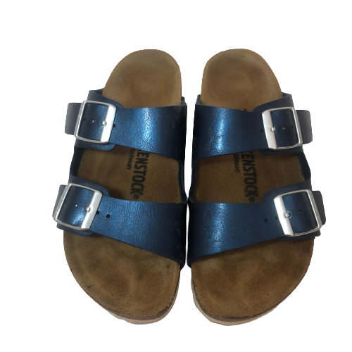 Birkenstock Arizona Blue Metallic Sandals | Pre Loved |