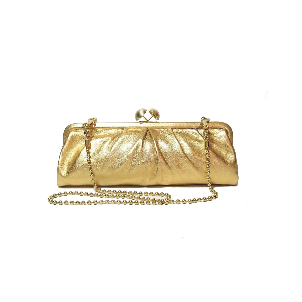 Gold 2025 leather clutch