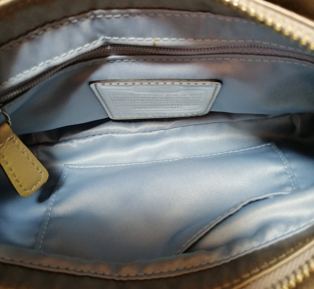 Coach Light Grey Satin Small Shoulder Bag | Pre Loved | | Secret Stash