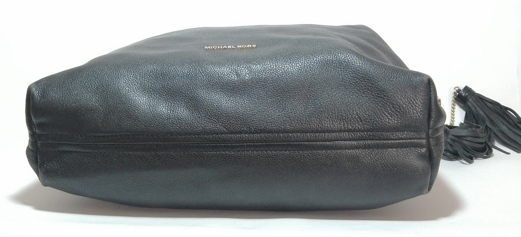 Michael Kors Black Leather Tassels Hobo Shoulder Bag
