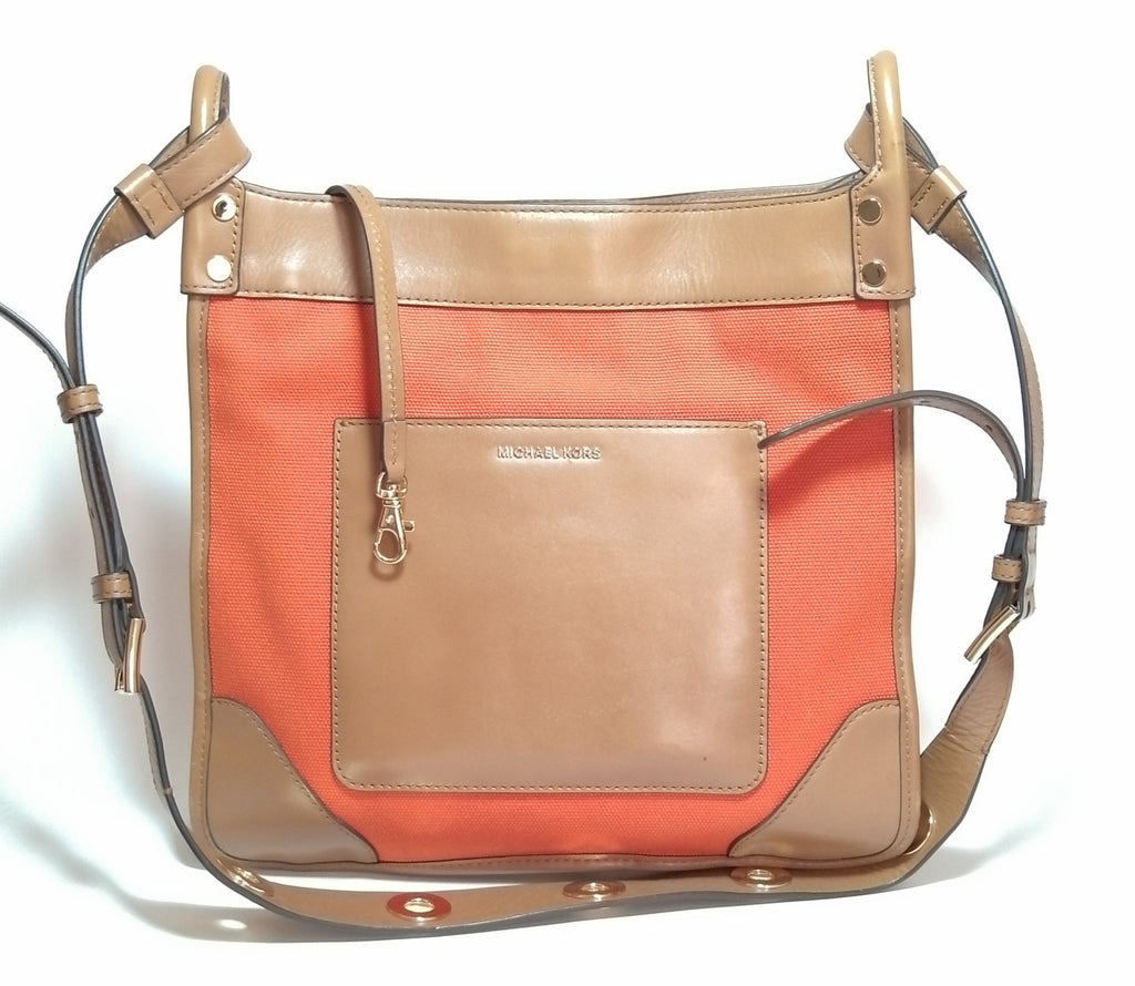 Michael Kors Orange Canvas & Leather Tote