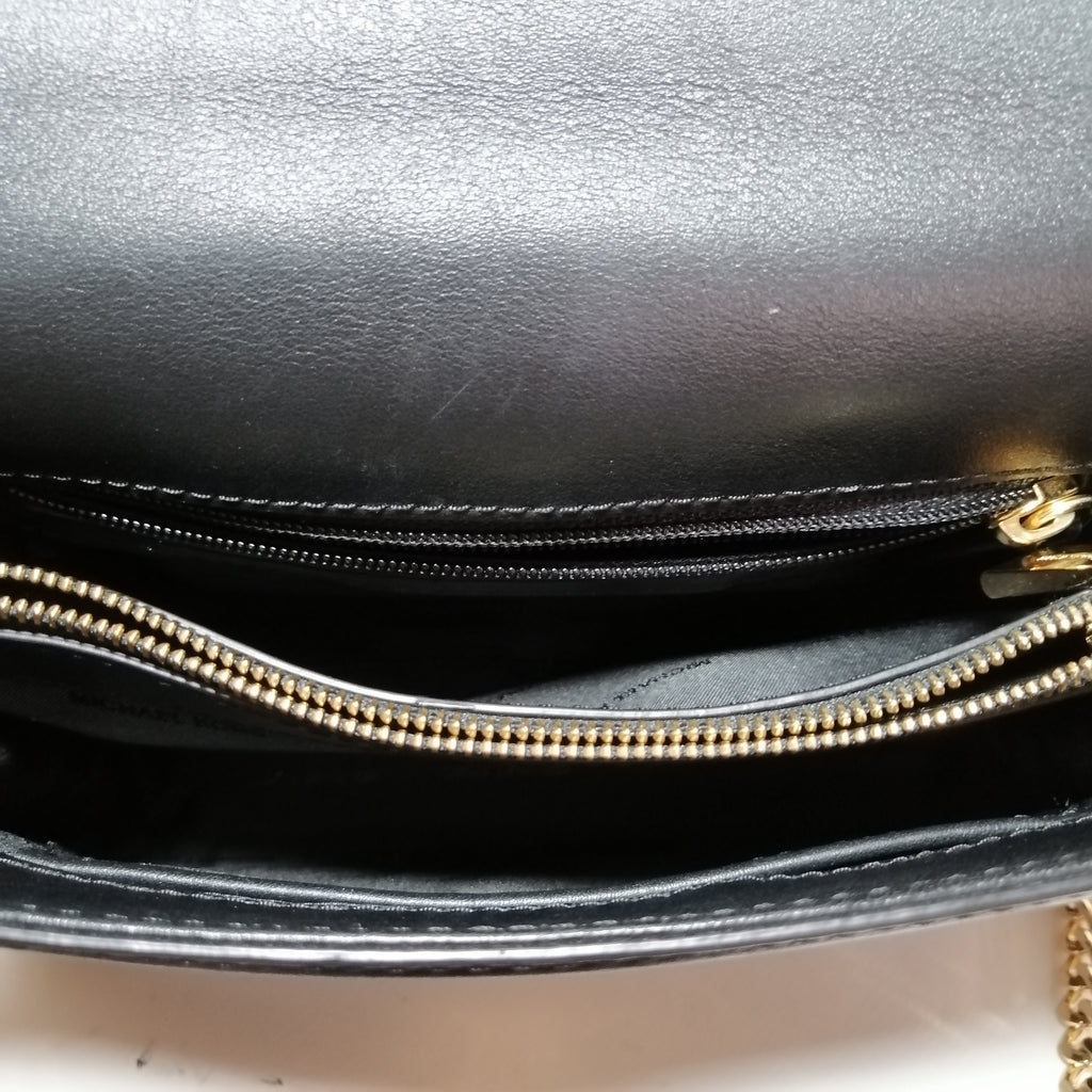 Michael Kors Black Leather Gold Chain Shoulder Bag