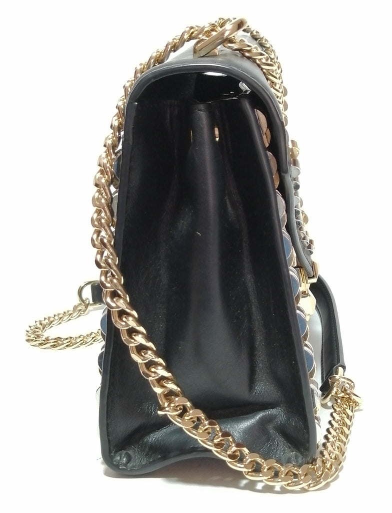 Michael Kors Black Leather Gold Chain Shoulder Bag