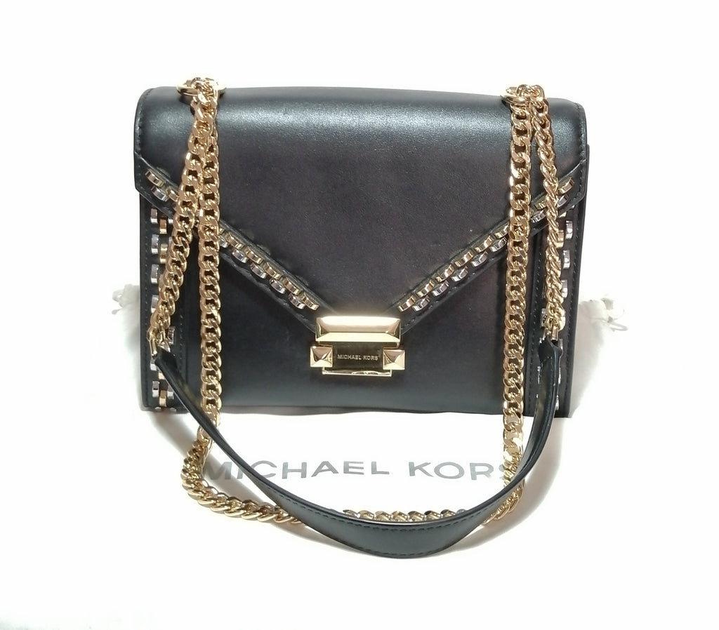 Michael Kors Black Leather Gold Chain Shoulder Bag