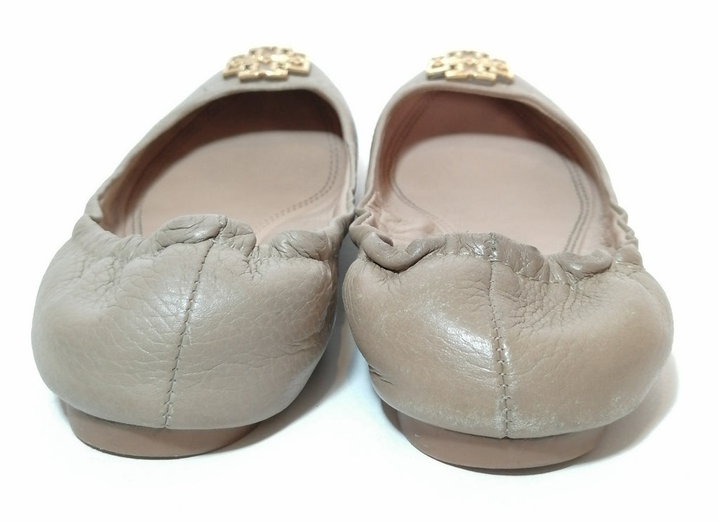 Tory Burch Grey Leather 'Melinda' Ballet Flats | Pre Loved |