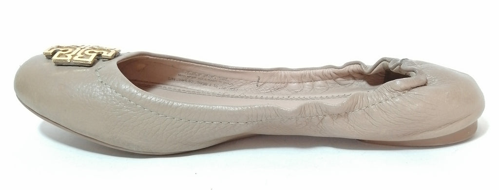 Tory Burch Grey Leather 'Melinda' Ballet Flats | Pre Loved |