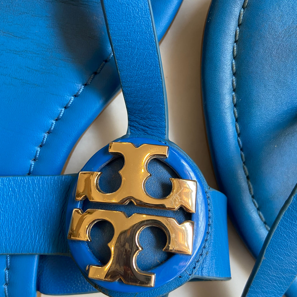 Tory Burch Blue Leather Thong Sandals | Pre Loved | | Secret Stash