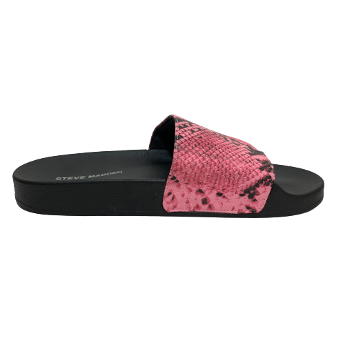 Steve Madden Pink Snakeskin Print Slides | Brand New |