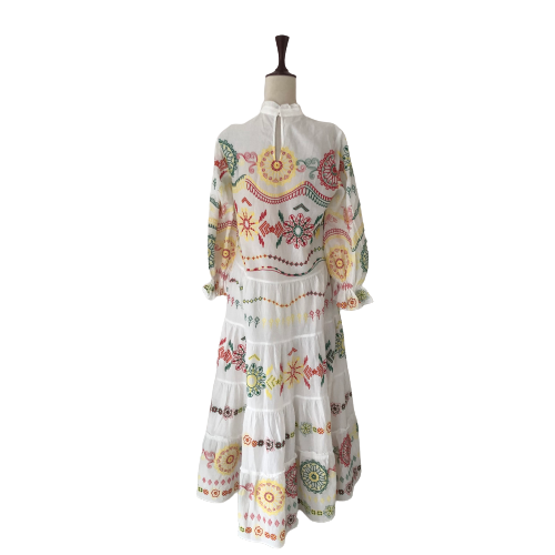 ZARA White Embroidered Maxi Dress | Gently Used |