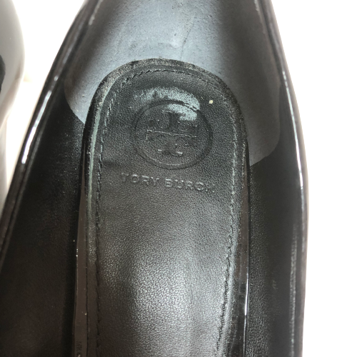 Tory Burch Black Patent Leather 'Trudy' Peep-toe Wedges | Pre Loved |