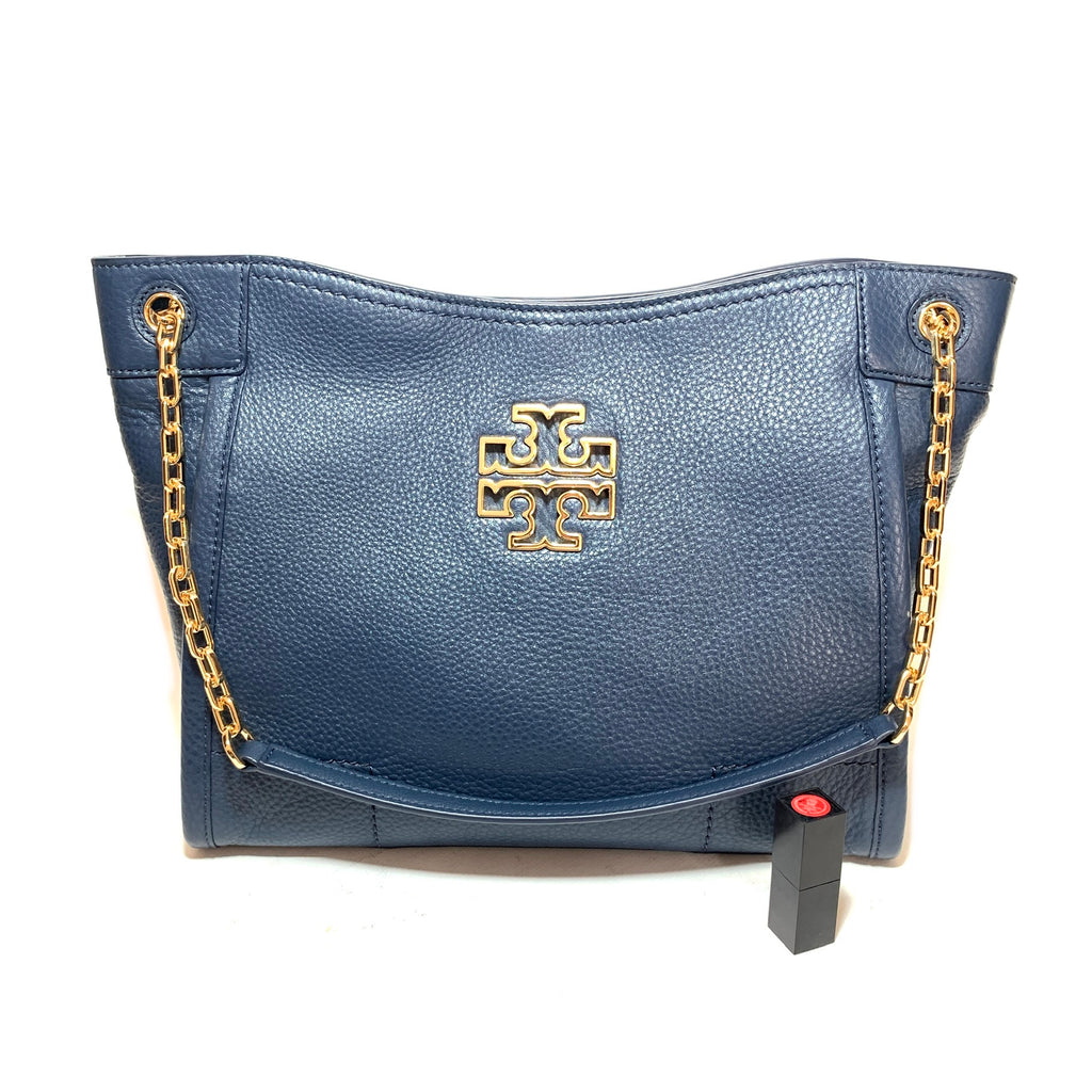 Tory Burch Navy Leather 'Britten' Shoulder Bag | Like New |