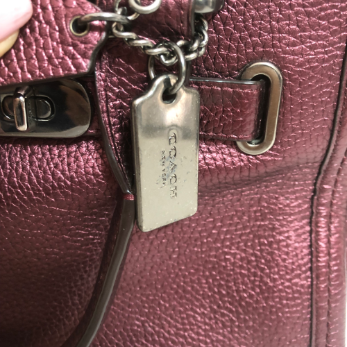 Coach Metallic Maroon Leather Satchel | Pre Loved |