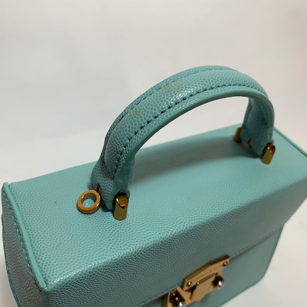 Charles & Keith Light Blue Small Box Satchel | Pre Loved |