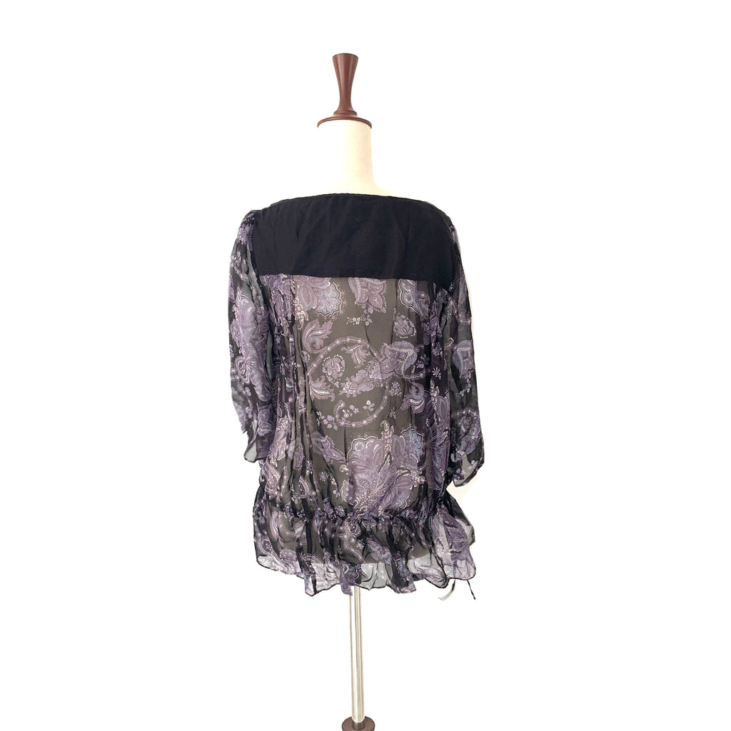 ZARA Black Printed Chiffon Top | Pre Loved |