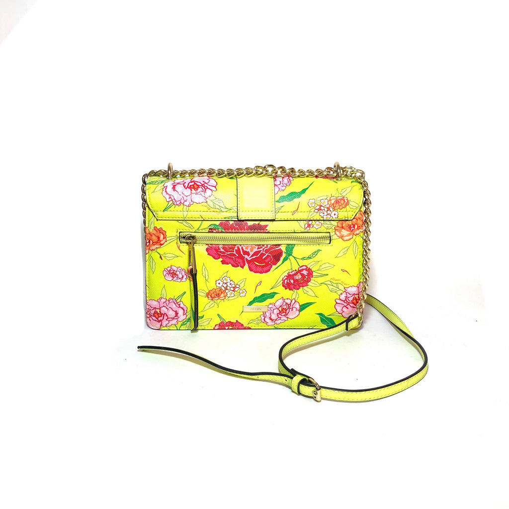 ALDO Neon Yellow & Pink Floral Shoulder Bag | Gently Used |