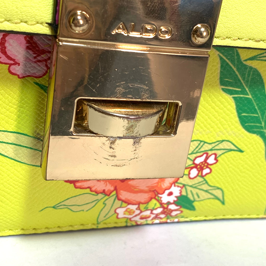 ALDO Neon Yellow & Pink Floral Shoulder Bag | Gently Used |