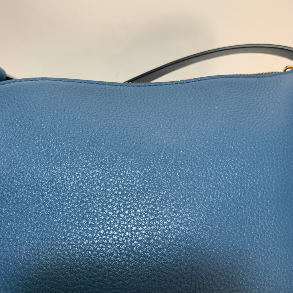 Michael Kors Blue Pebbled Leather Saddle Crossbody Bag | Gently Used ...