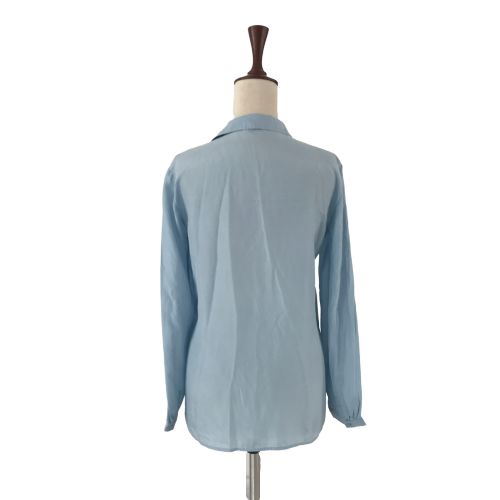 Massimo Dutti Light Blue Satin Collared Blouse | Pre Loved |