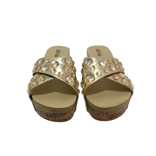 Kenneth Cole Reaction Gold Rhinestone Strappy Wedges | Gently Used |