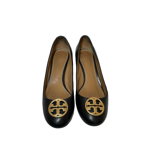 Tory Burch Black Leather 'Benton' Wedges | Pre Loved |