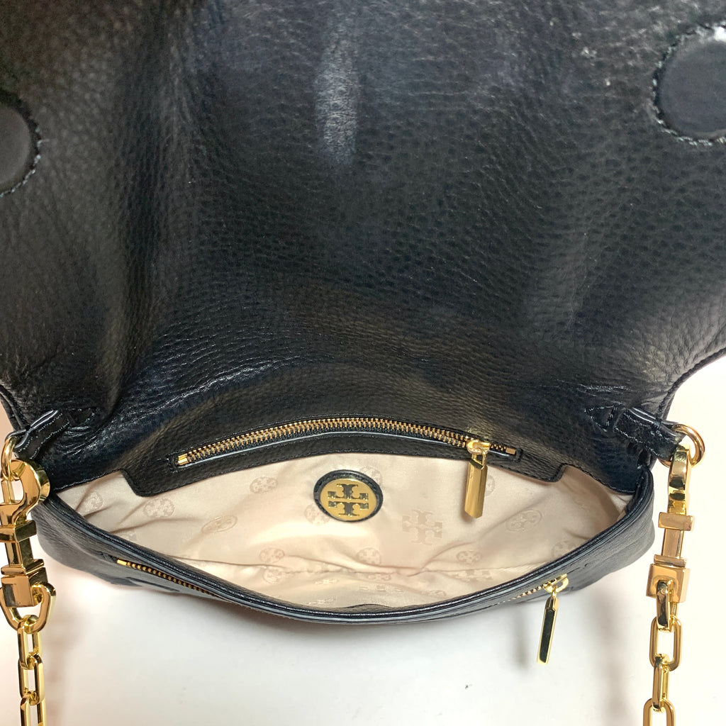 Tory Burch Black Leather REVA Cross Body Bag | Gently Used |