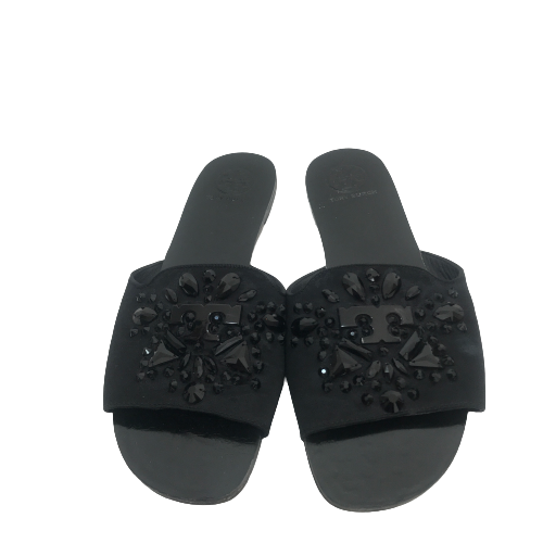 Tory Burch Black Satin 'Delphine' Slides | Pre Loved |