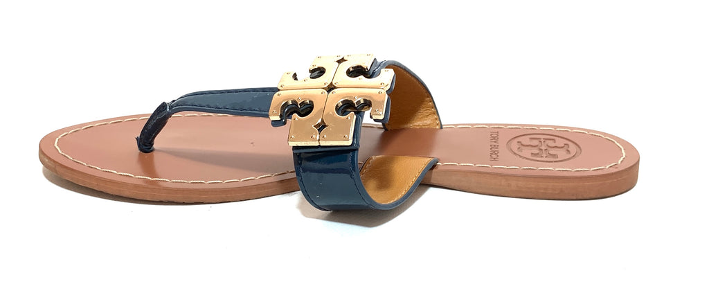 Tory Burch Navy & Gold 'Moore' Thong Sandals | Pre Loved |