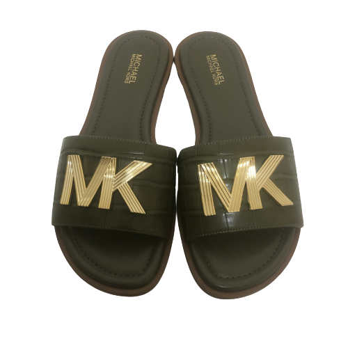 Michael Kors Olive Green Leather 'Deanna' Sandals | Like New |