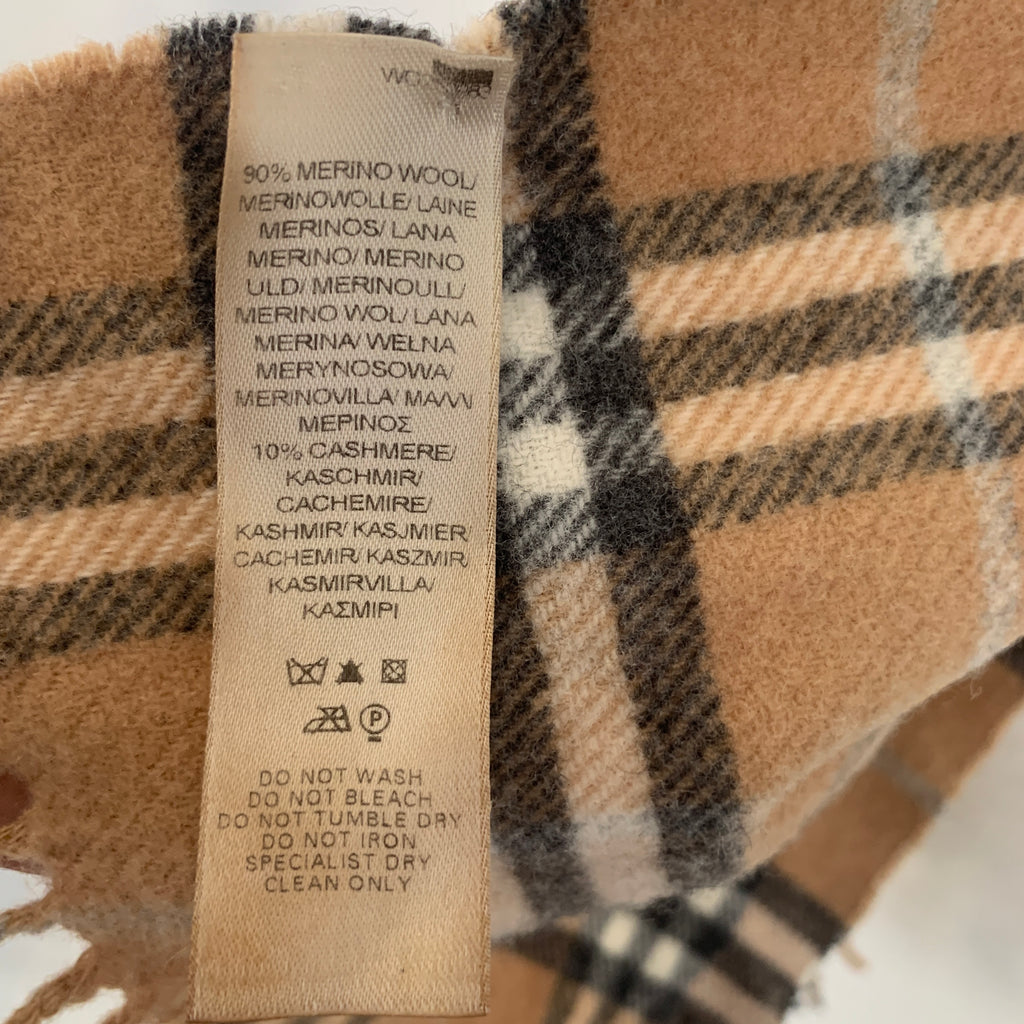 Burberry Beige Checked Wool Scarf | Gently Used |