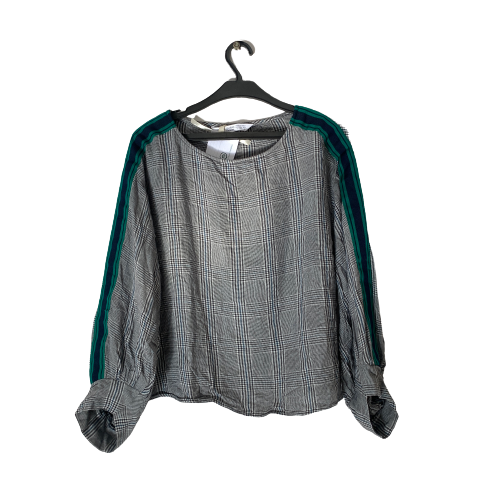 Zara Long-sleeved Black & Green Checked Top