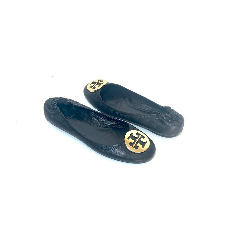 Tory Burch Black Leather REVA Ballet Flats | Pre Loved |