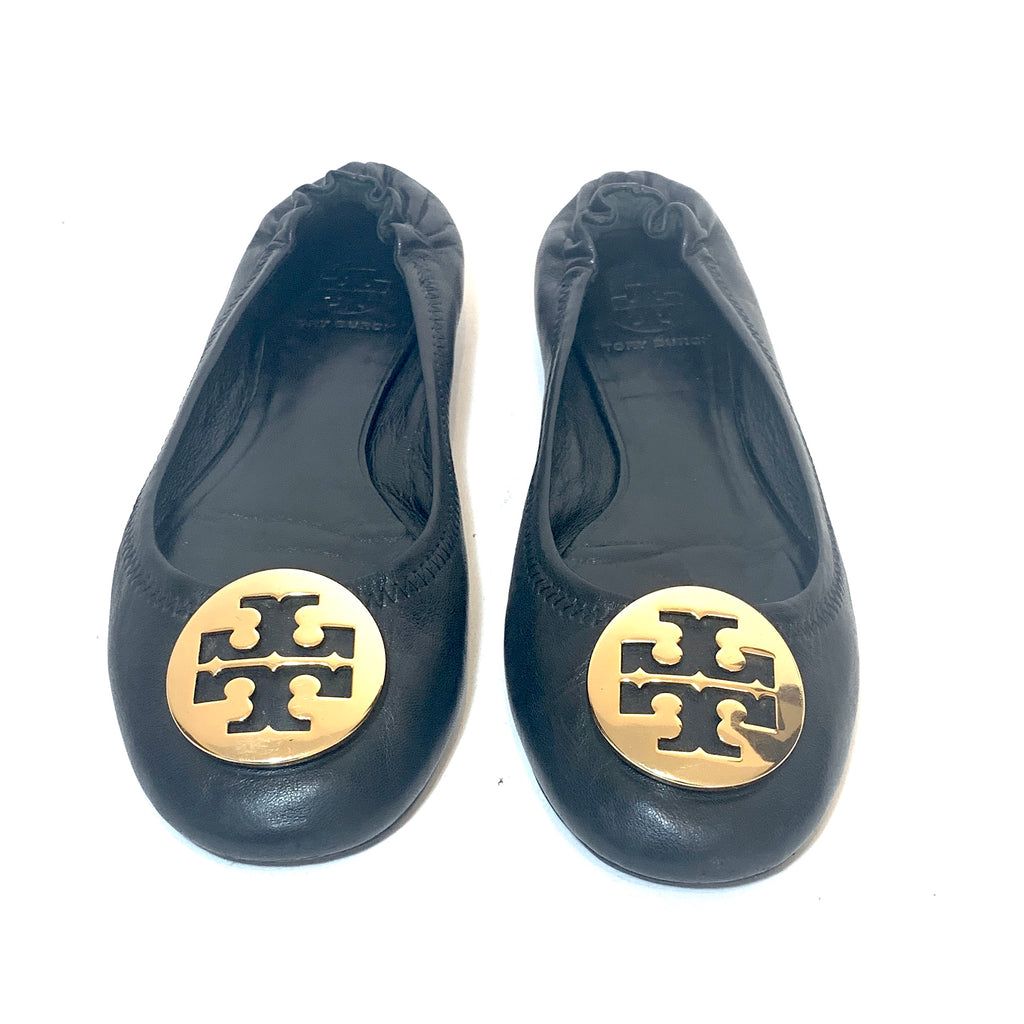 Tory Burch Black Leather REVA Ballet Flats | Pre Loved |