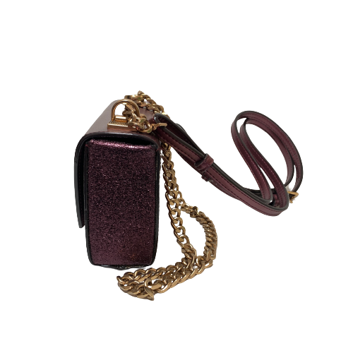 Charles & Keith Maroon Glitter Small Crossbody Bag | Brand New |