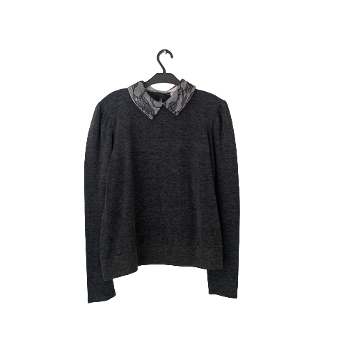 Zara Grey Lace Collared Sweater