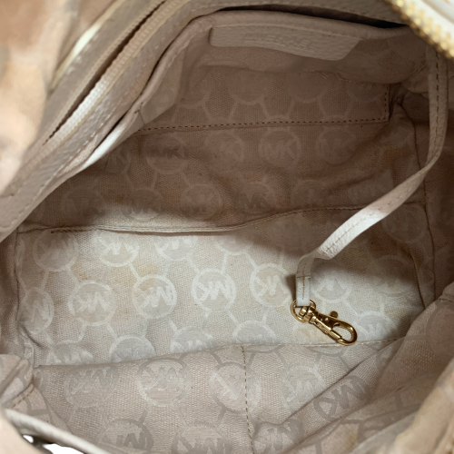 Michael Kors White and Beige Leather Small Tote