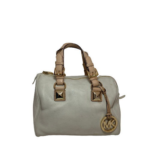 Michael Kors White and Beige Leather Small Tote