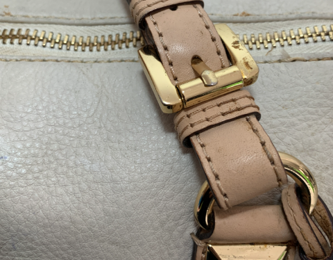 Michael Kors White and Beige Leather Small Tote