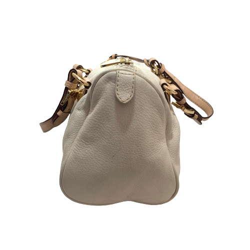 Michael Kors White and Beige Leather Small Tote