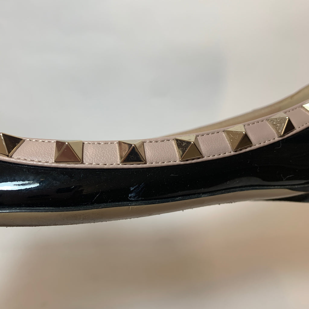 Valentino Black Patent Leather 'Rockstud' Pointed Flats | Gently Used |